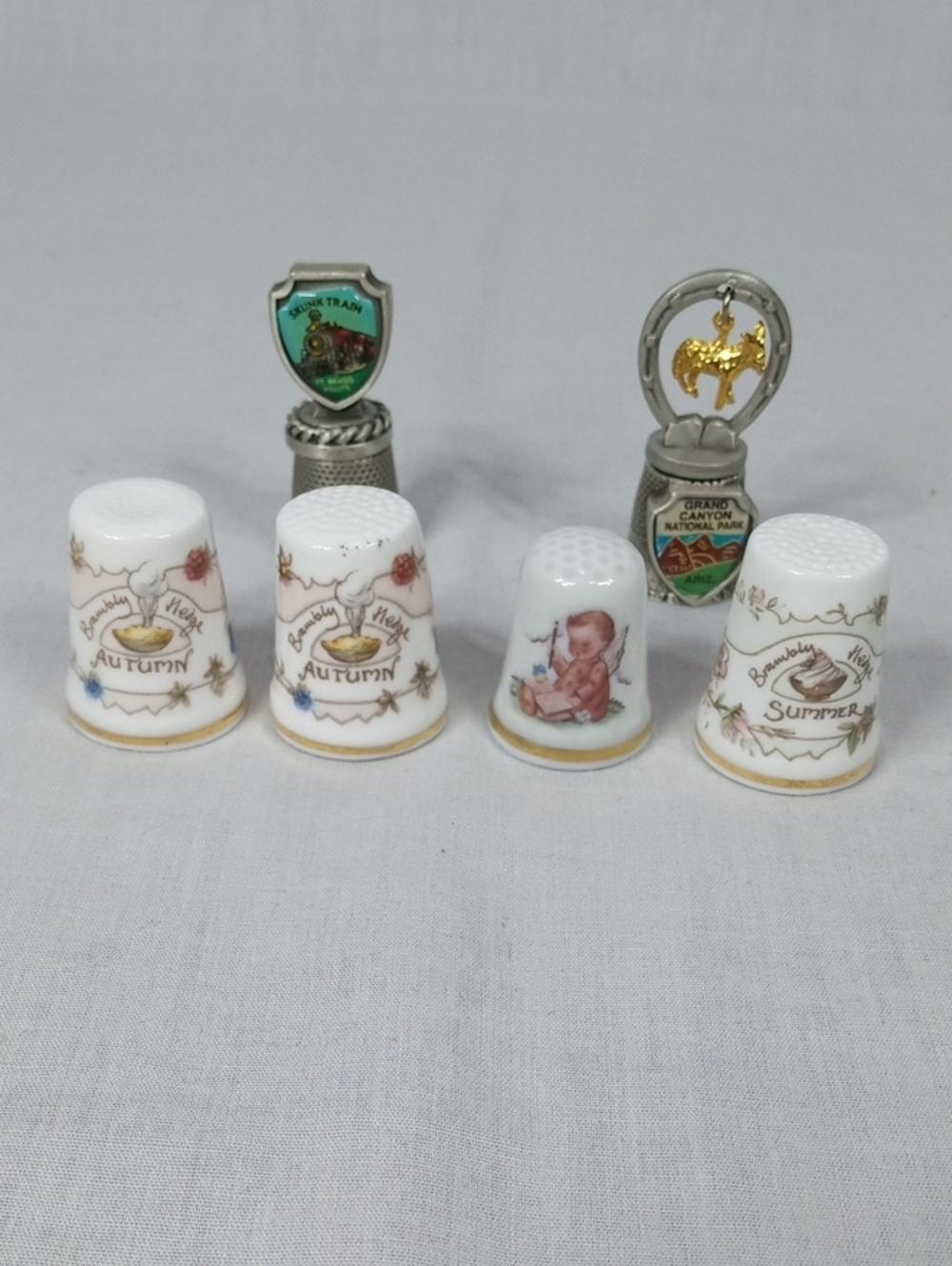 Various Lot Of Porcelain Metal Thimbles Royal Dalton And Unbranded